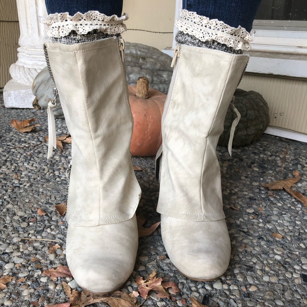 Cream Booties Perfect for Fall - Picture 2 of 4